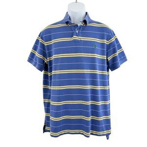 Polo Ralph Lauren Blue Yellow Striped Casual Polo Shirt Mens XL As is